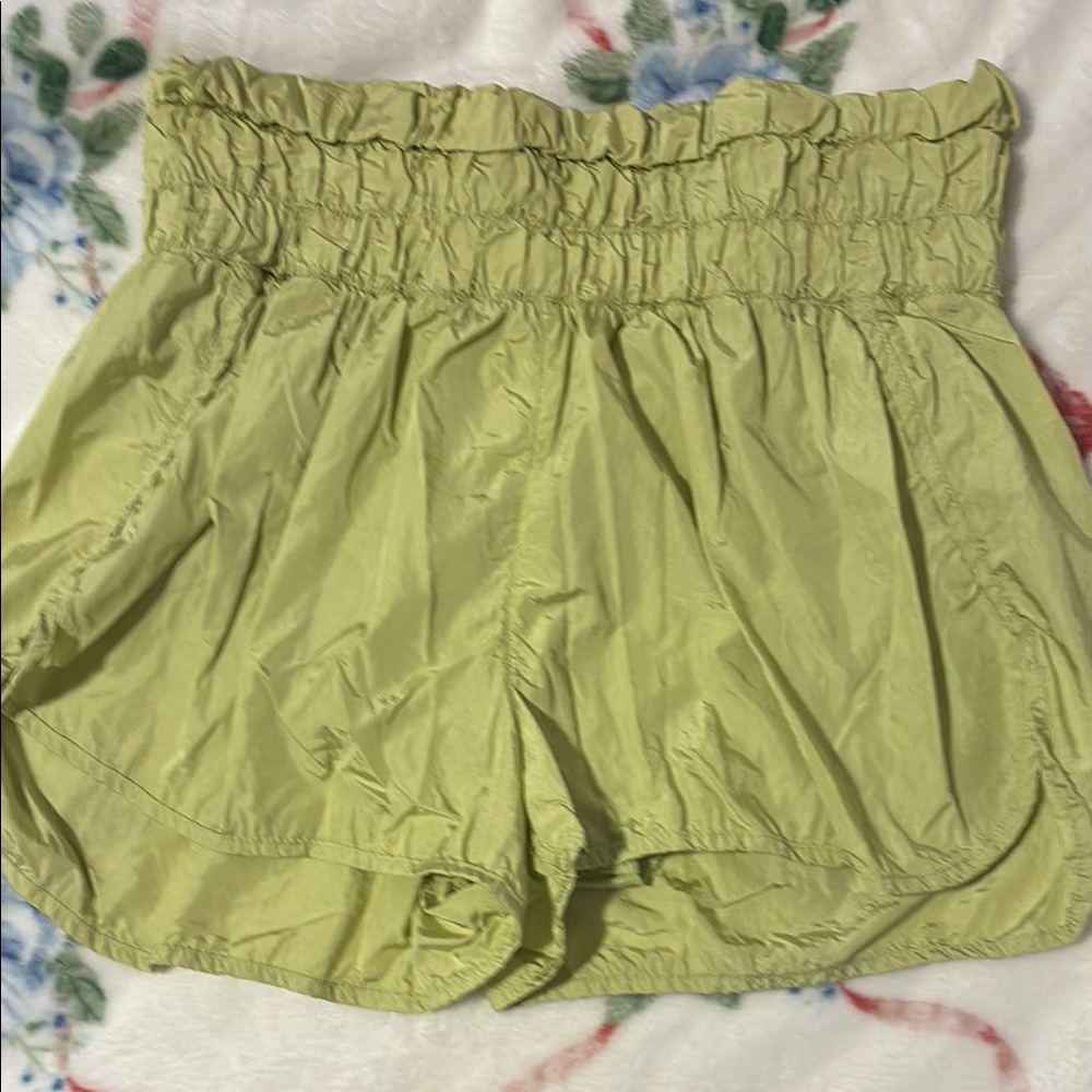 Love Tree High Waist Light Green Ruffled Shorts